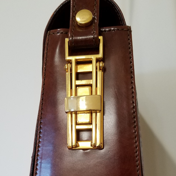 Cognac and Gold Vera Pelle Purse made in Italy - Picture 3 of 8